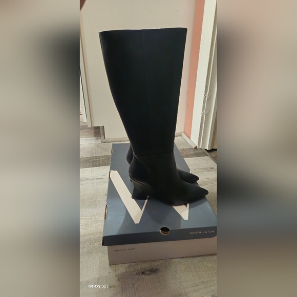 BNIB Worthington Shari Black Wedge Heeled Boots 6.5 - Picture 4 of 9
